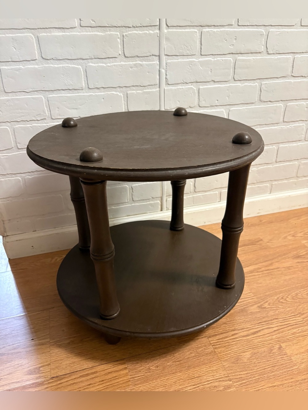 Vintage Mid-century modern Round Wood Small End Table 23x19